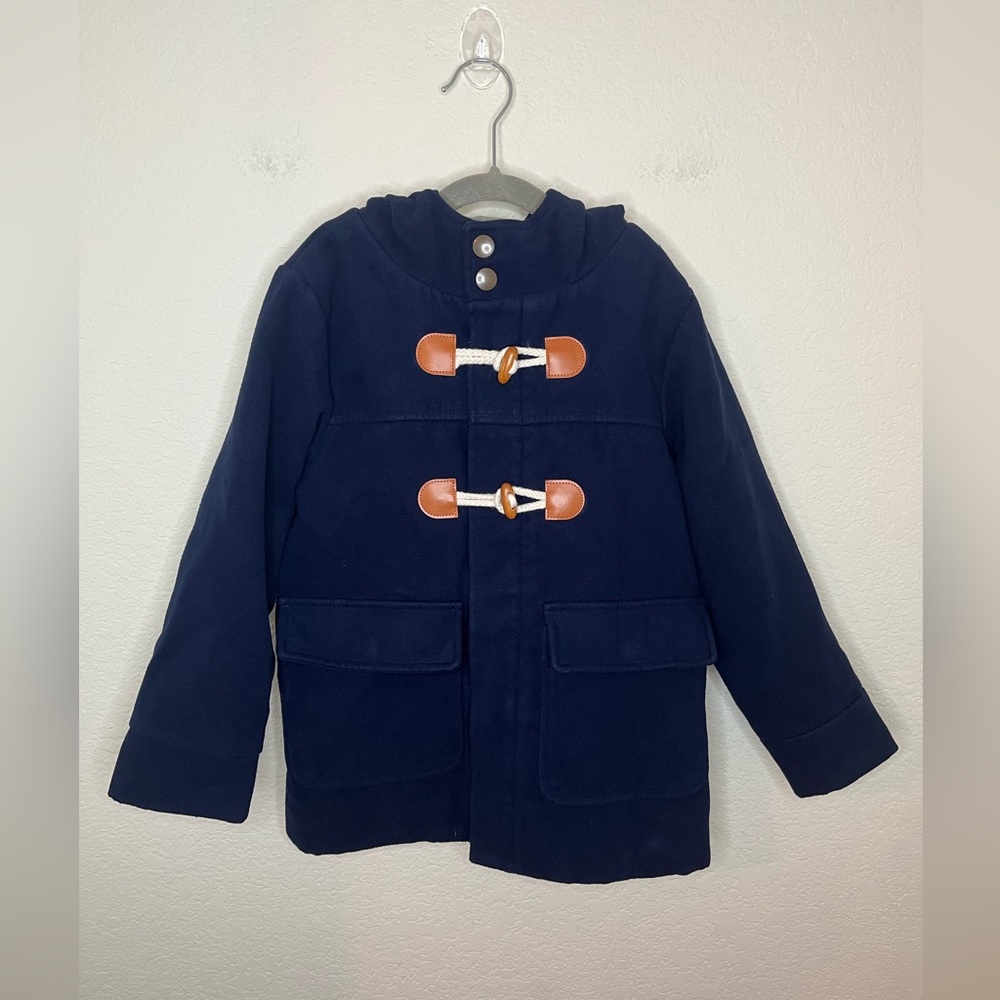Cat & Jack Navy Pea coat Zipper Toggle Closure with Hood size Small